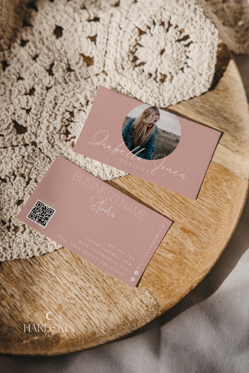 Printable Business Card With QR Code, Photo Business Card Template