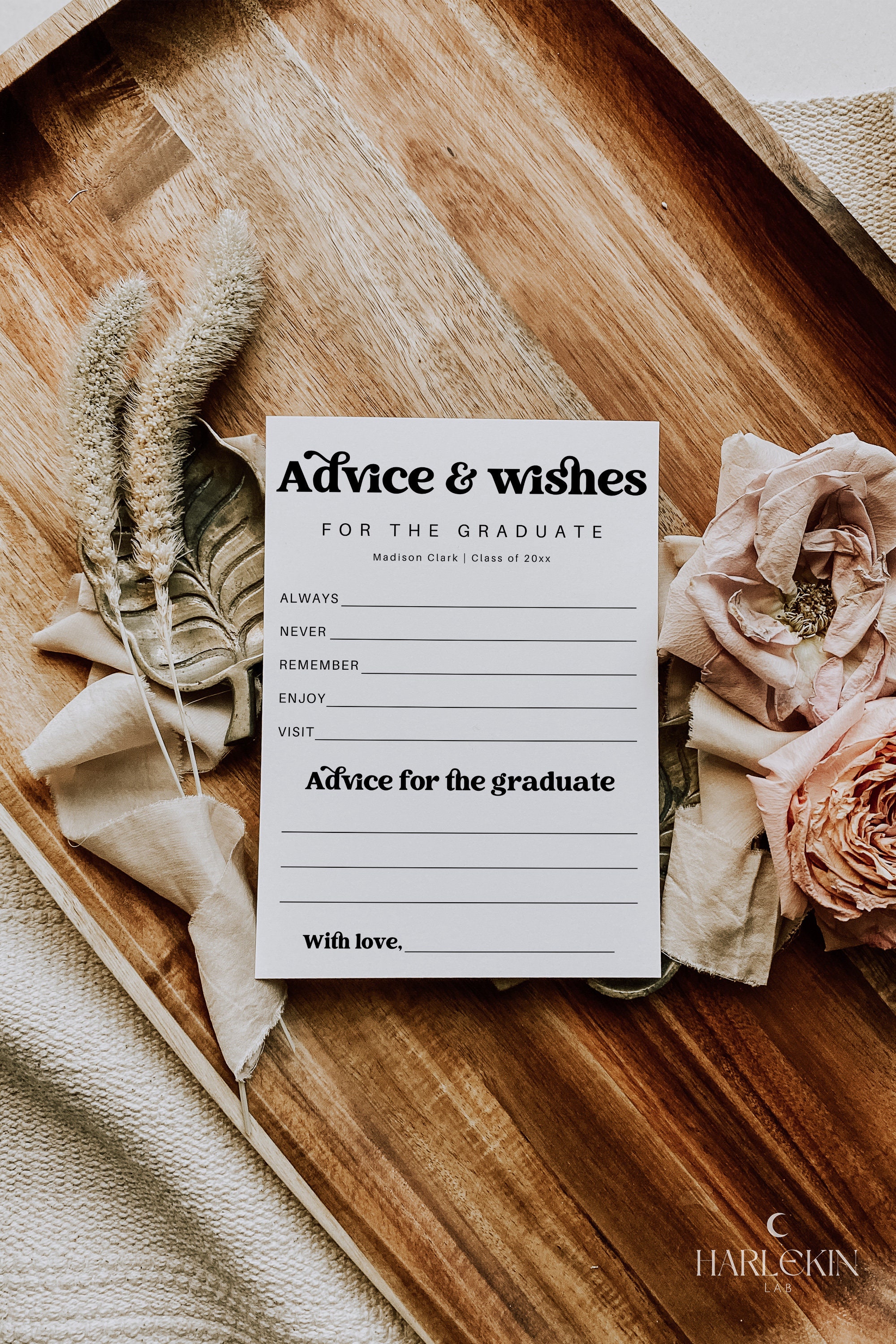Modern Graduation Advice Card, Wishes for the Graduate, Graduate Advice ...