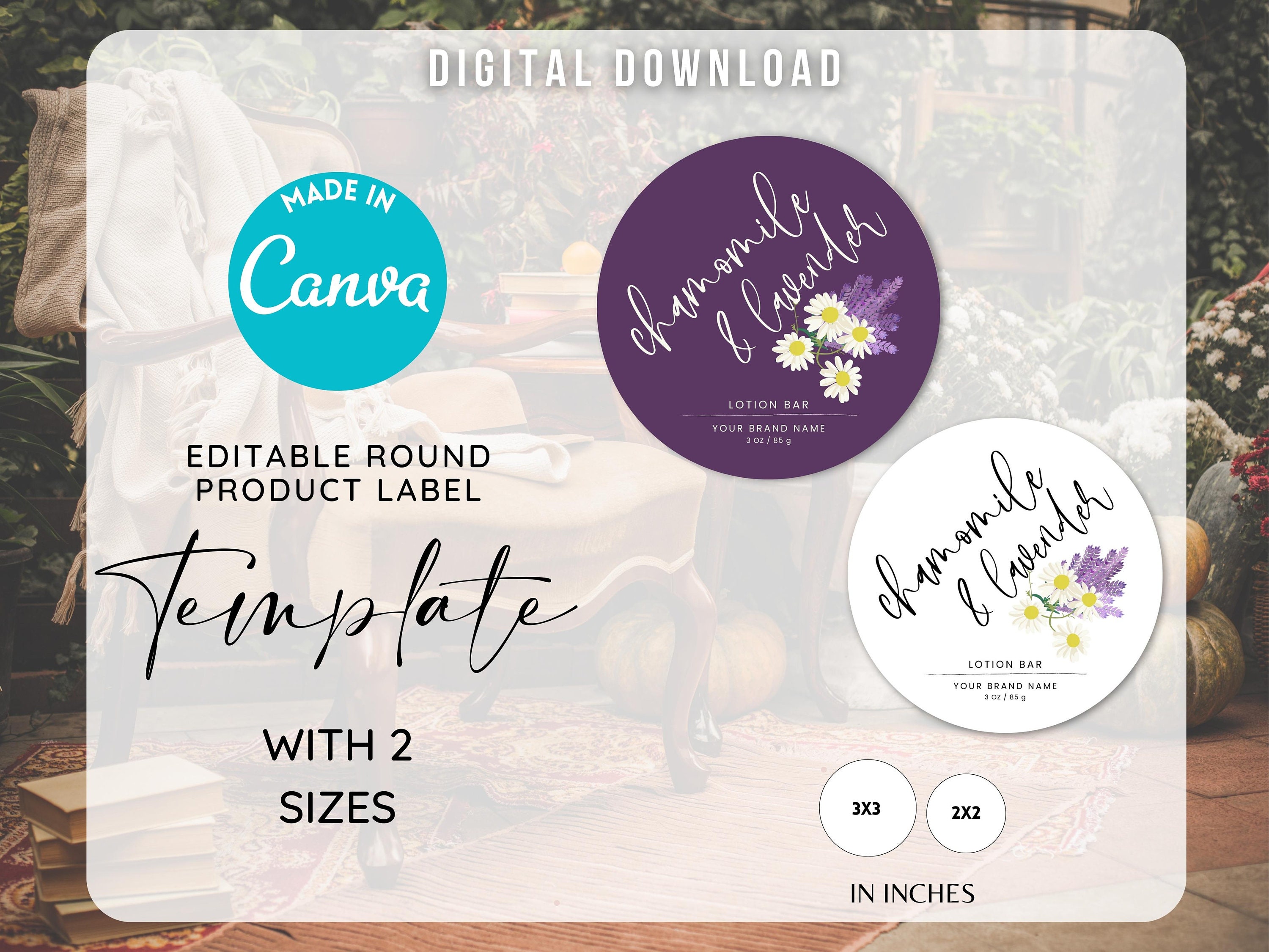 Editable Lotion Bar Label Template, DIY 3 Round 2 Round Product Design ...