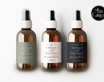 Editable Room Spray Label Template Canva, DIY Linen Spray Bottle Label, Printable Body Product Labels or Home Fragrance, 2x2, 3x2 Label H596