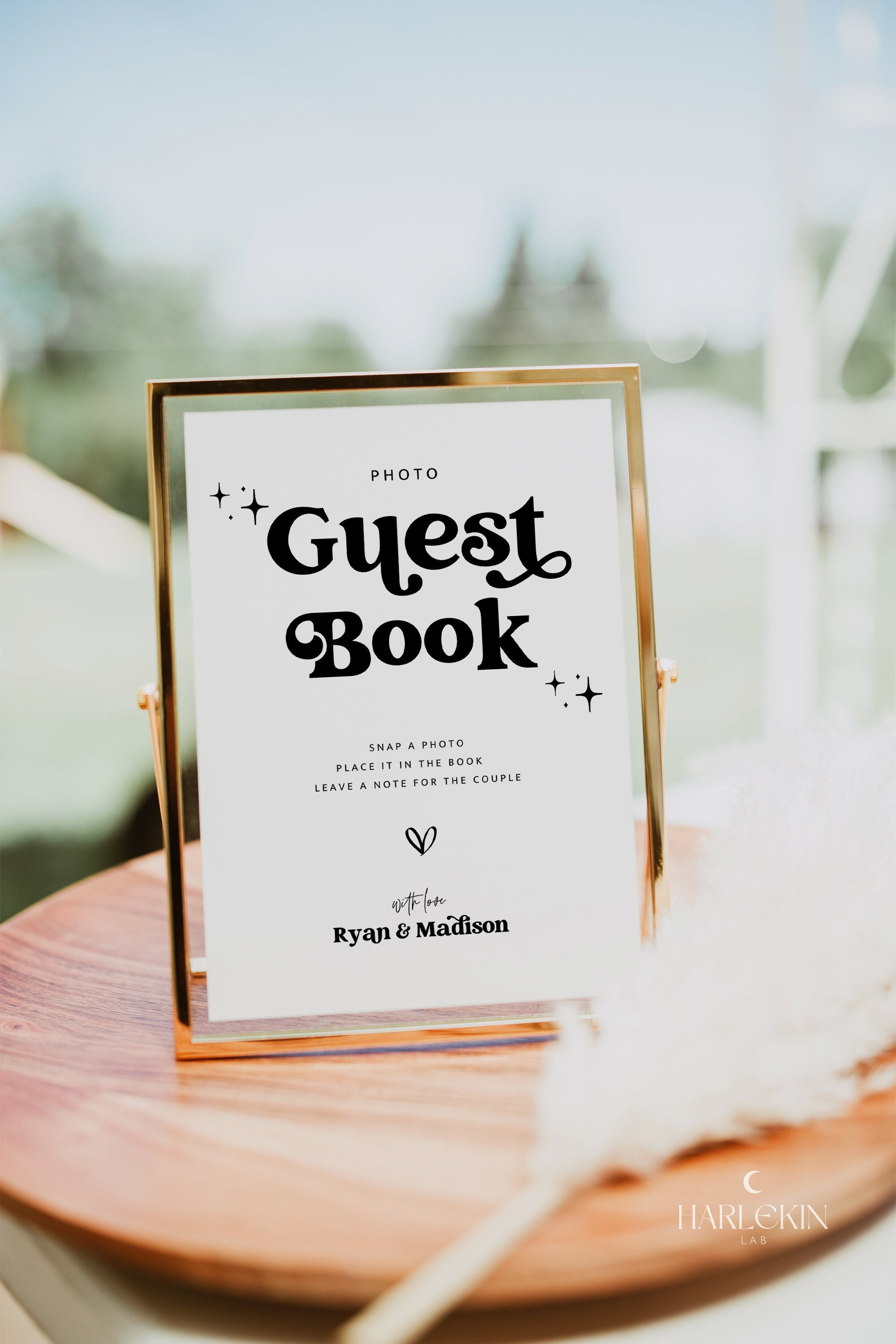 Photo Guest Book Sign Template, Editable Modern Guest Book Sign, Photo Printable Sign Guestbook, Canva Template, Instant Download MIRAY 1158
