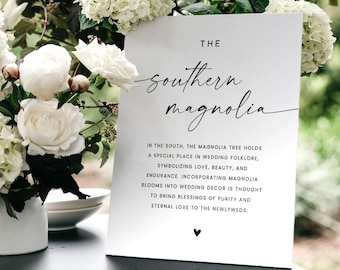 PRINTED + SHIPPED Southern Magnolia Table Sign, Wedding Tradition Signage | ODETTE