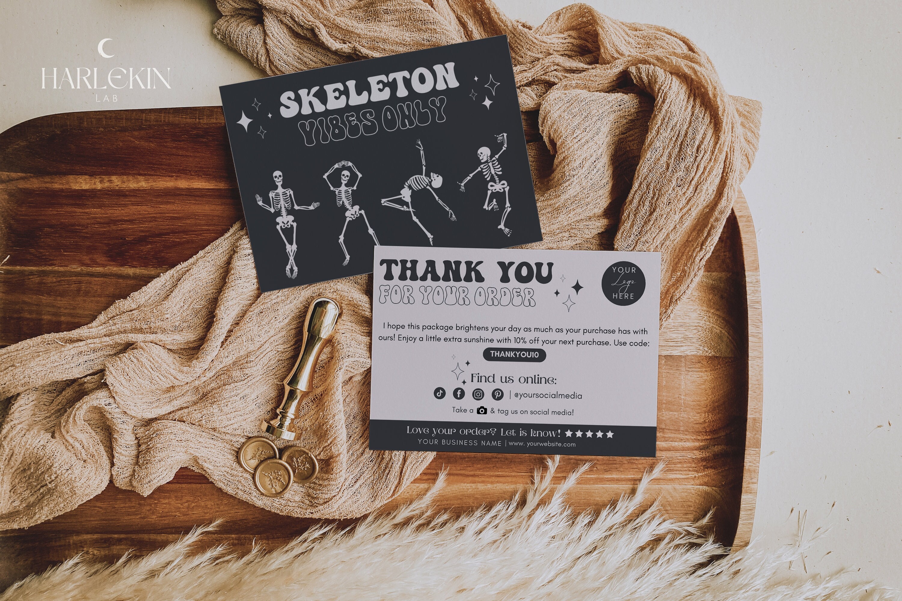 Editable Dancing Skeleton Halloween Thank You Card - Etsy