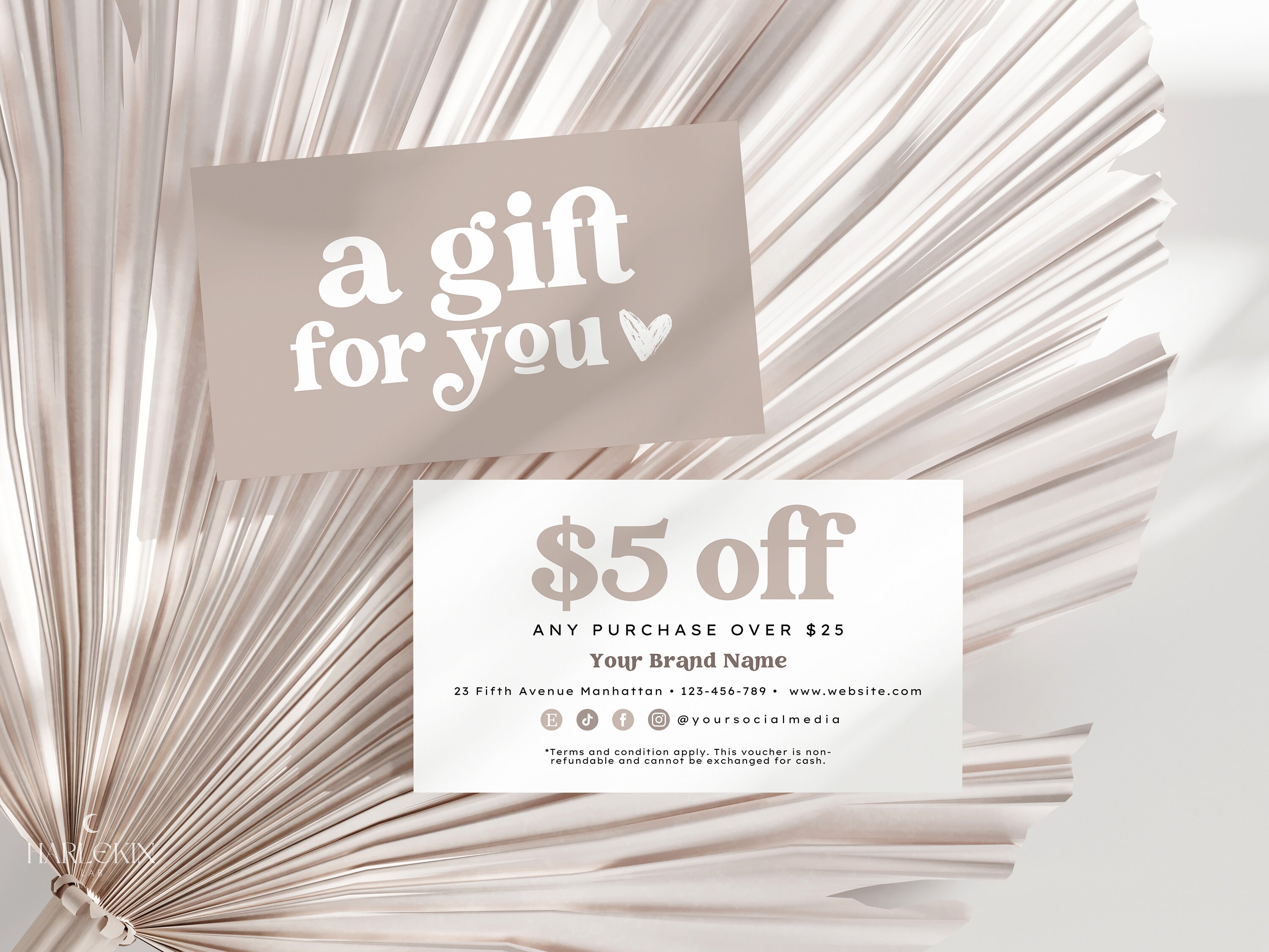 Editable Neutral Coupon Template, Promotional Card Printable, DIY ...
