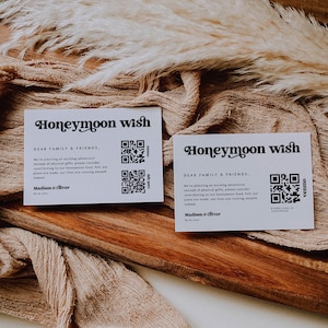 Minimalistische kaartsjabloon huwelijksreisfonds, doe-het-zelf Venmo QR-code kaart bruiloft wens, bijsluitkaart bruiloft, schaking insteekkaart | MIRAY 1250