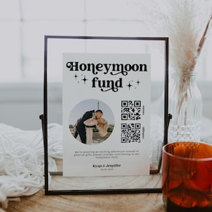Editable Honeymoon Fund Sign, DIY Venmo QR Code Wedding Wish Sign, Wedding Sign Canva Corjl Template, Retro Sign, Instant Download MIRAY 771 image 7