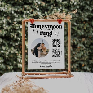 Editable Honeymoon Fund Sign, DIY Venmo QR Code Wedding Wish Sign, Wedding Sign Canva Corjl Template, Retro Sign, Instant Download MIRAY 771 image 9