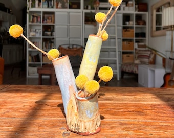 Jarrón de cerámica moderno: diseño original de tres bocas