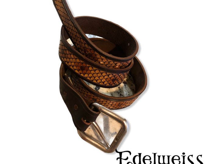 Snake Pattern Belt Hand Tooled Snake Scale Pattern Belt - Etsy