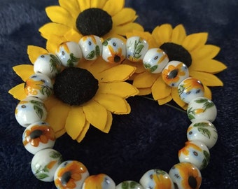 Beaded Sunflower Bracelet