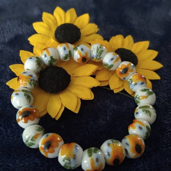 Beaded Sunflower Bracelet