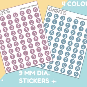 DIGITS Thème d'été - Autocollants ronds - Planificateur, étiquettes, organisation, bullet journaling, Deco, Polco