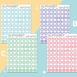 Folha de adesivos do alfabeto - Primavera - 72 adesivos - Médio - Planejador, etiquetas, organização, bullet journal, Deco, Polco