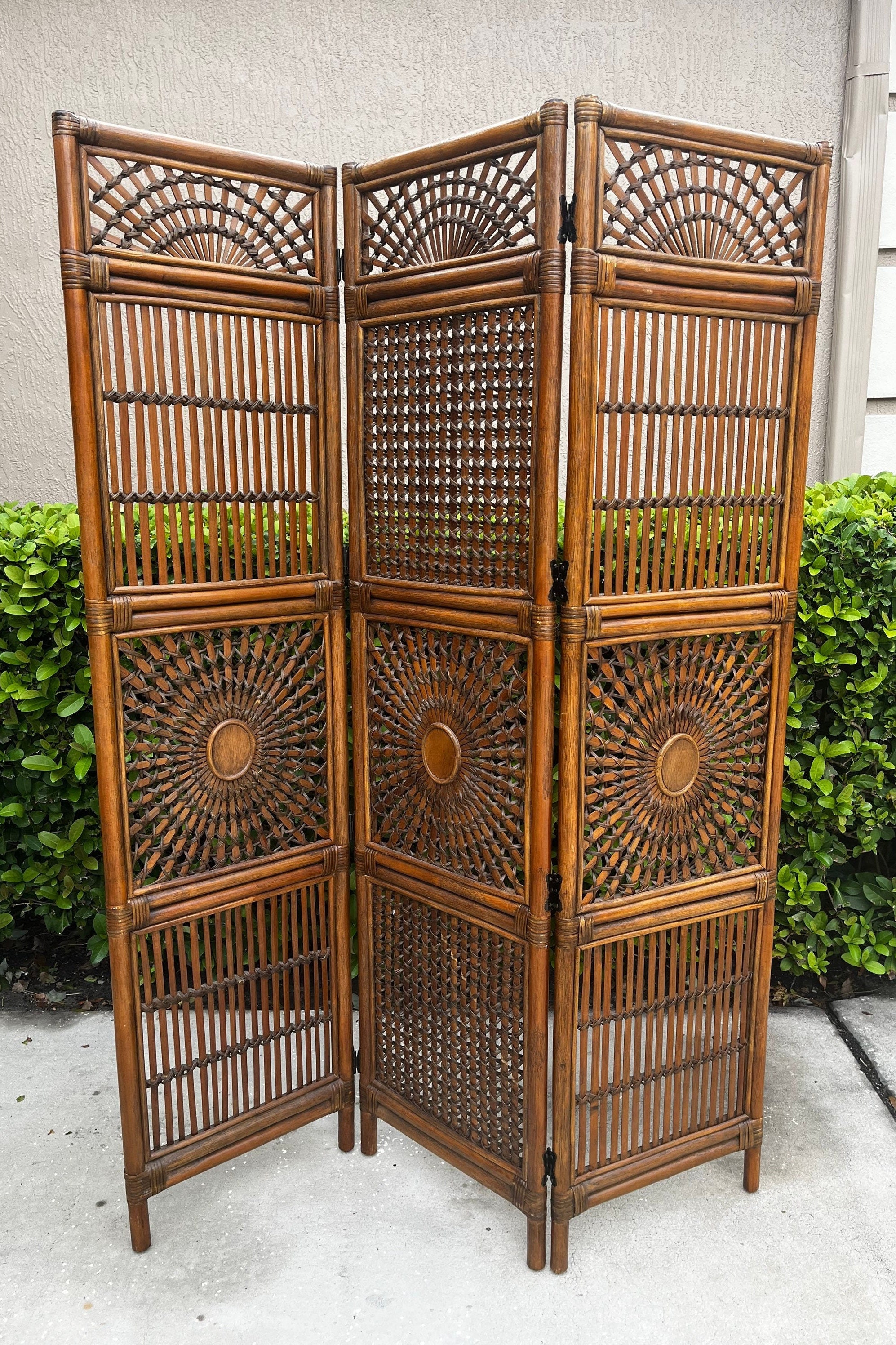 Bamboo and Rattan Screen / Room Divider Etsy