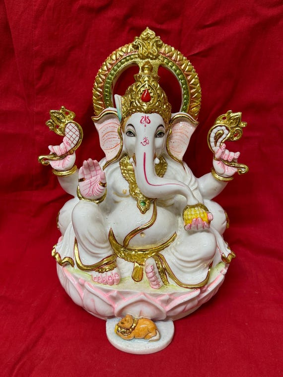 Lord Ganesha Statue for Temple, Ganesha Hand Painted Cultured