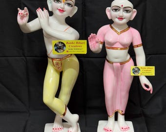 18" ISKCON Radha Krishna Idol | Artificial Marble Dust Murti