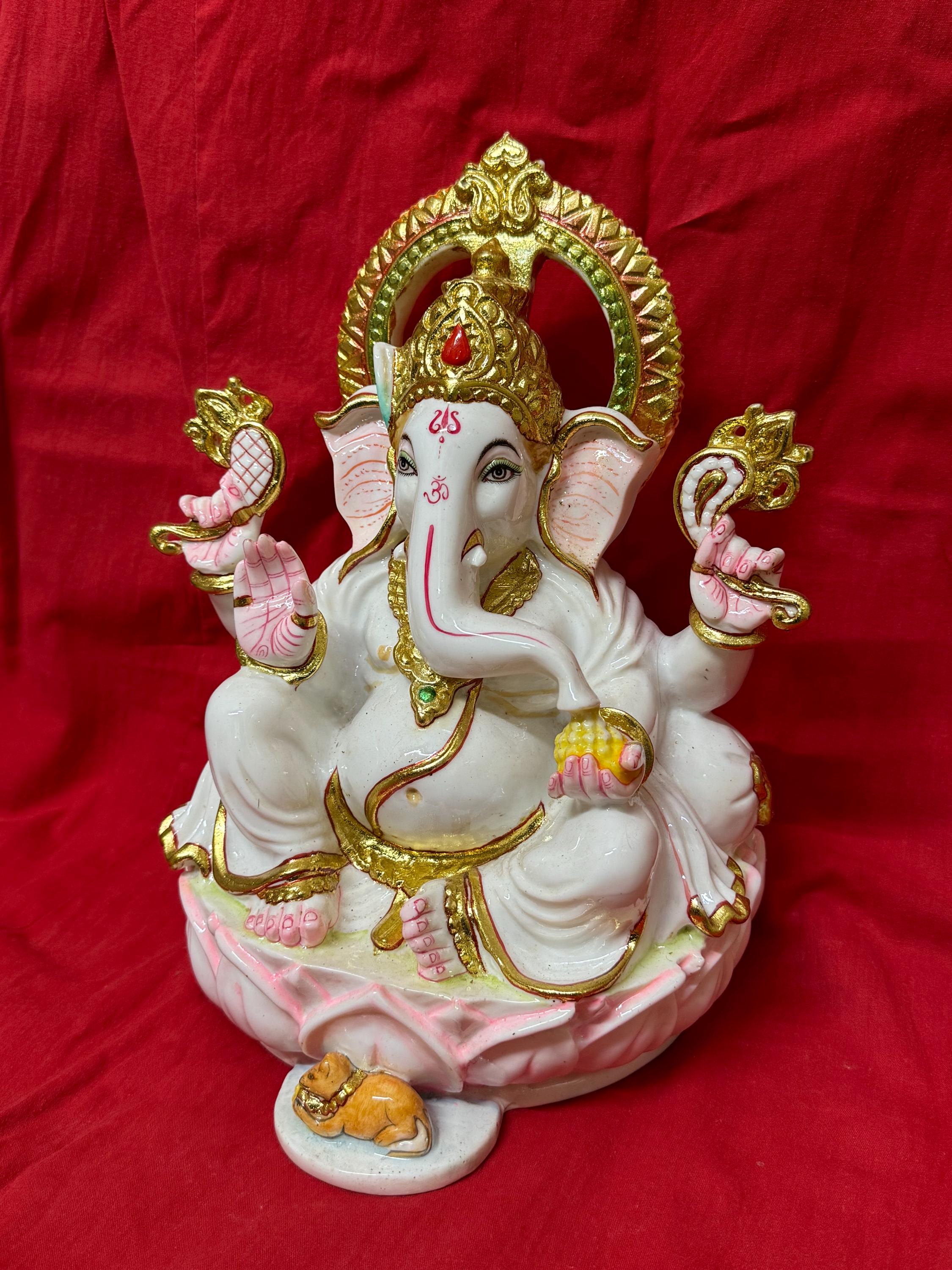 Lord Ganesha Statue for Temple, Ganesha Hand Painted Cultured