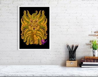 Golden Wolf Tulu Giclée Print