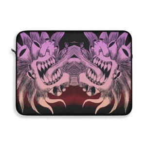 Pink Trippy ChaosHeart Laptop Sleeve, Macabre Laptop Sleeve, Goth Tech Accessory, Grunge Tech, Grunge Laptop Sleeve