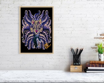 Purple-Yellow Wolf Tulu Giclée Print