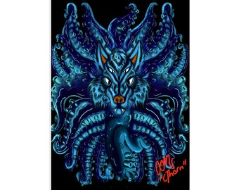 Blue Wolf Tulu Easel Back Canvas