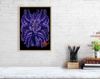 Deep Purple Wolf Tulu Giclée Print