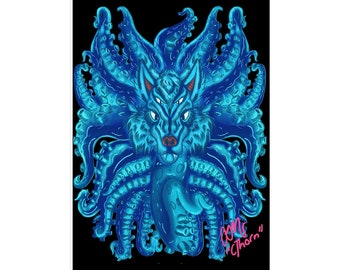 Deep Blue Wolf Tulu Easel Back Canvas