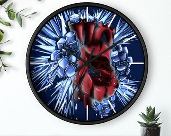 FrozenHeart Gothic Valentine Wall clock, Indoor Home Decor, Macabre Decor, Goth Decor, Grunge Home Decor, Grunge Wall Clock