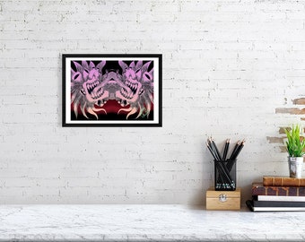 Trippy pink chaosheart giclée print