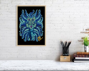 Deep Blue Sea Wolf Tulu Giclée Print