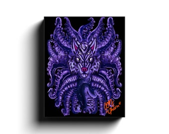 Deep Purple Wolf Tulu On Canvas