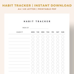 Printable Weekly Habit Tracker | Habit Tracker Template | Routine Tracker | 7 Day Habit Challenge | Weight Loss Tracker | A4/US Letter PDF