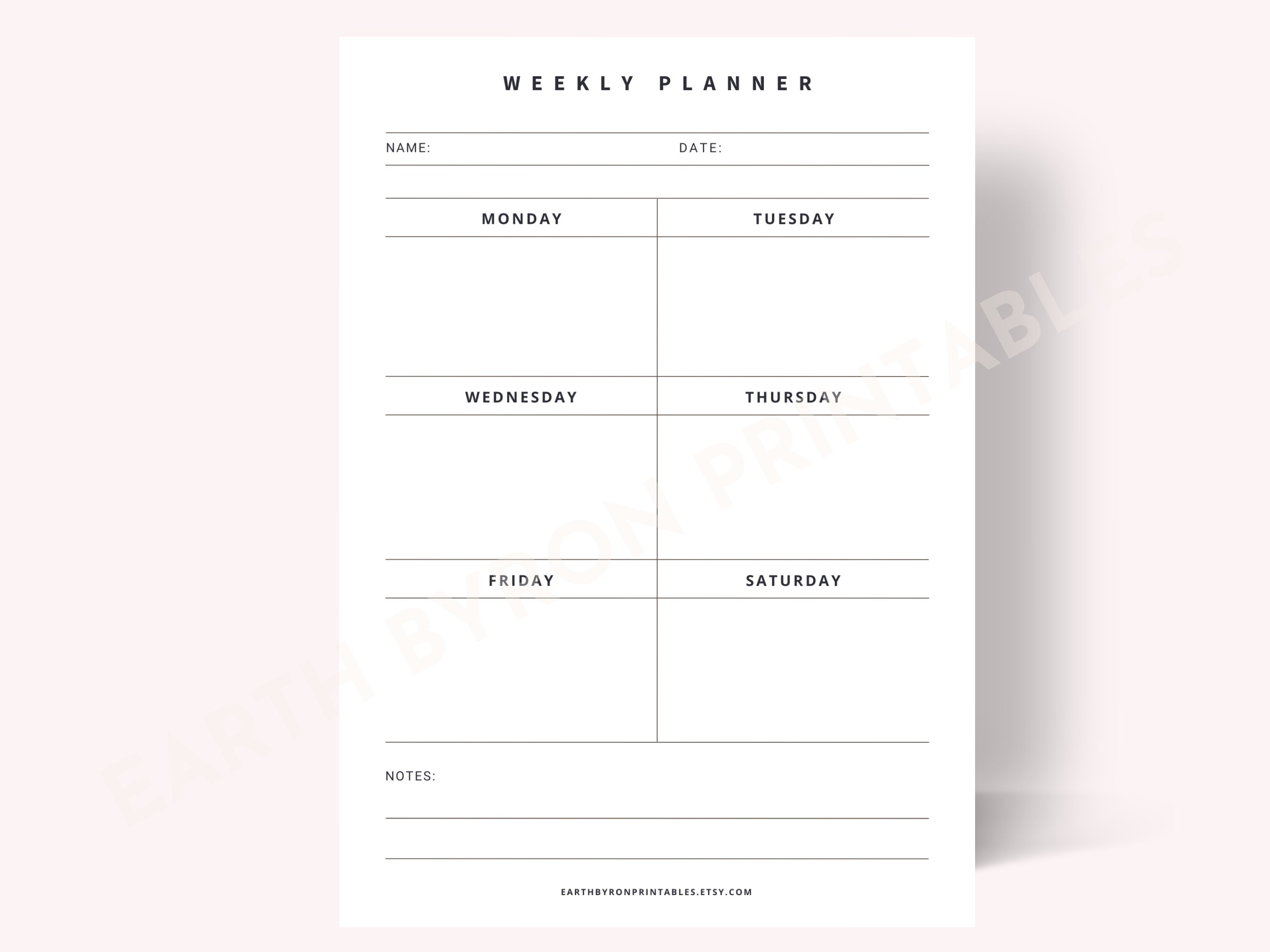 Printable Weekly Planner | Minimalist Weekly Schedule | Week at a ...