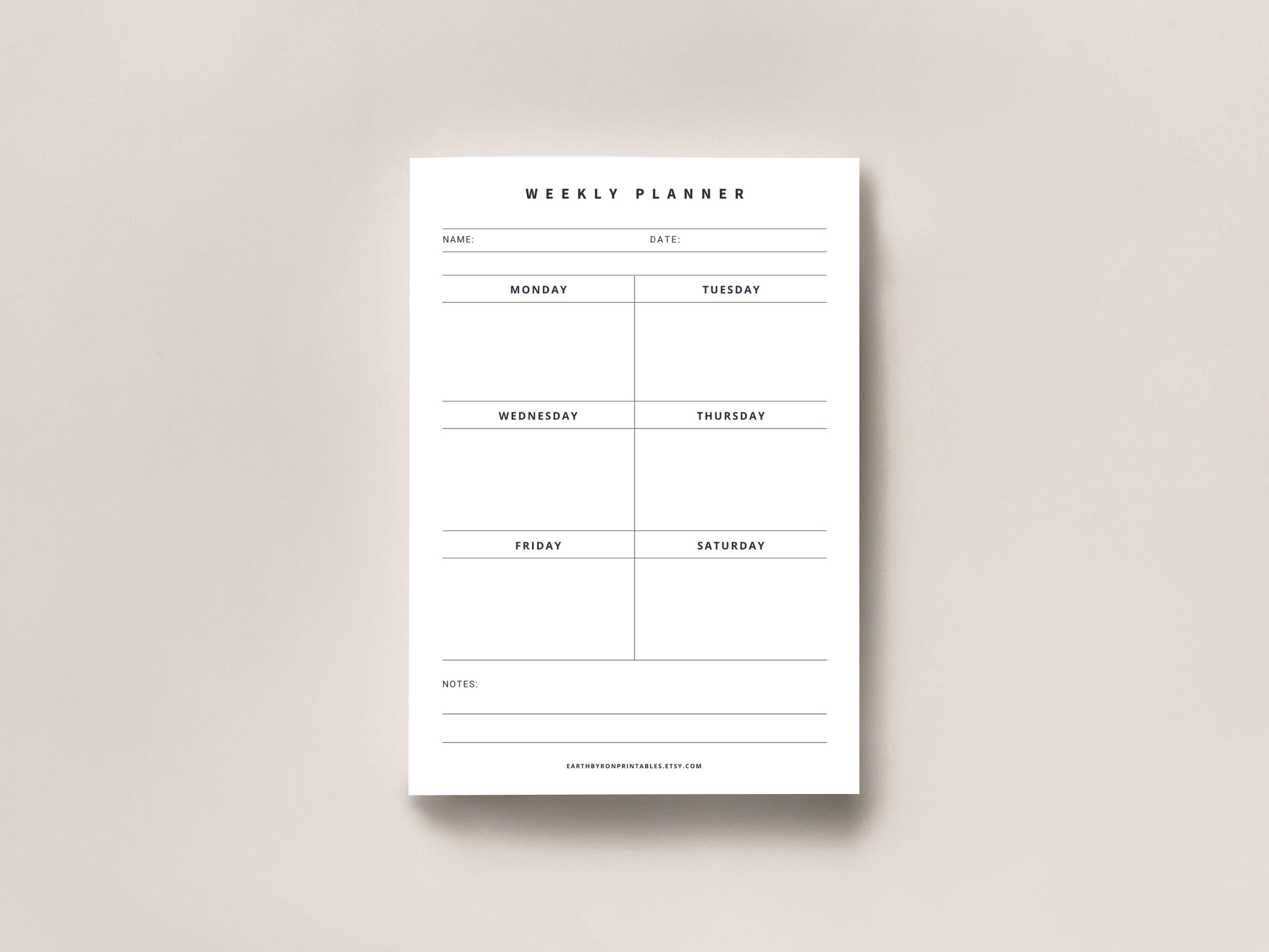 Printable Weekly Planner Minimalist Weekly Schedule Week at a Glance ...