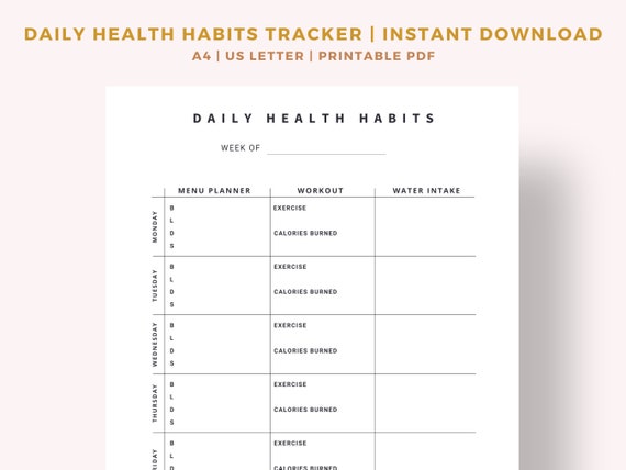 Printable Daily Healthy Habits Printable Health and Fitness | Etsy