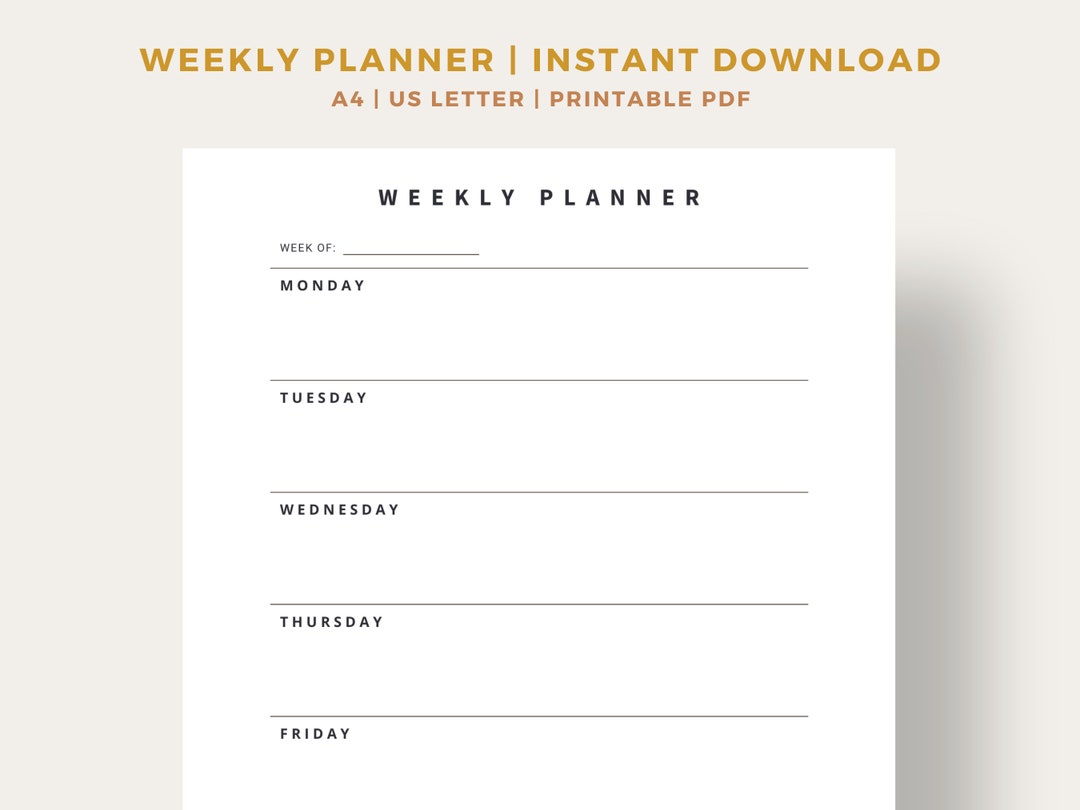Printable Weekly Planner | Minimalist Weekly Schedule | Week at a ...