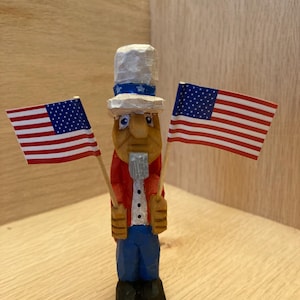 Uncle Sam with American Flags, July 4th decorations, Independence Day gift, Patriotic decor, 4th of July home decor, Uncle Sam Figure