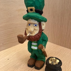 Leprechaun with a pot of gold, St. Patrick’s Day decor, Irish good luck, Irish gentleman