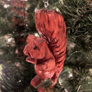 Wooden Carved Squirrel Ornament