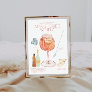 Insegna Bar Spritz Sidro Di Mele / Crea Il Tuo Cocktail / Ricetta Spritz Sidro Di Mele / Insegna Cocktail Bar / Modello Stampabile Ricetta Cocktail