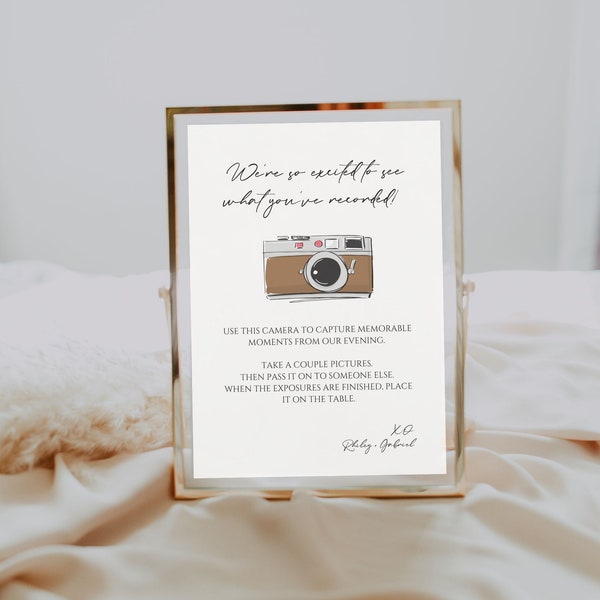 Minimal Wedding Sign Template, 5x7", 4X6", 8x10" | Disposable Camera Sign | Modern Wedding Sign | Wedding Reception Canva Template