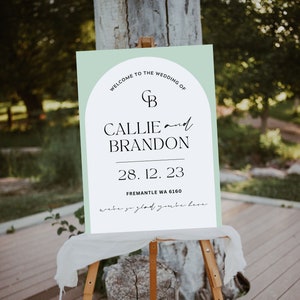 Arch Wedding Welcome Sign 18x24, 24x36 | Boho Wedding Welcome Sign | Pastel Modern Wedding Sign | Editable Canva Template