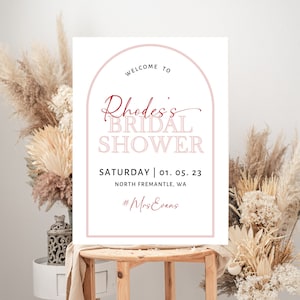 Pink Bridal Shower Welcome Sign | Printable Bachelorette Party Welcome Sign | Arch Welcome Sign Template | Pink Red Hen Sign