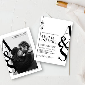 Modern Minimalist Wedding Invitation Template | Wedding Invitation with Photo | Instant Download | Canva Template