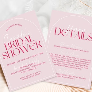 Bridal Shower Invitation Pink | Miss to Mrs Invitation | Wedding Shower | Printable Pink Bridal Shower Invite | Bridal Shower Template