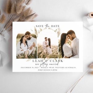 Boho Bewaar de datum-sjabloon | Fotocollage Bewaar de datumsjabloon | Minimale afbeelding Save the Date-kaarten | Bewerkbaar met Canva
