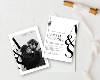 Modern Minimalist Wedding Invitation Template | Wedding Invitation with Photo | Instant Download | Canva Template