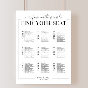 Modern Seating Chart Template | Minimalist Wedding Seating Plan | Guest Table Seating Chart | Seating Chart Sign | Editable Template