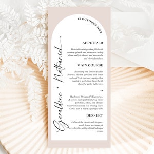 Arch Wedding Menu Template | Minimalist Wedding Menu | Modern Wedding Menu | Boho Wedding Menu | Editable Canva Template