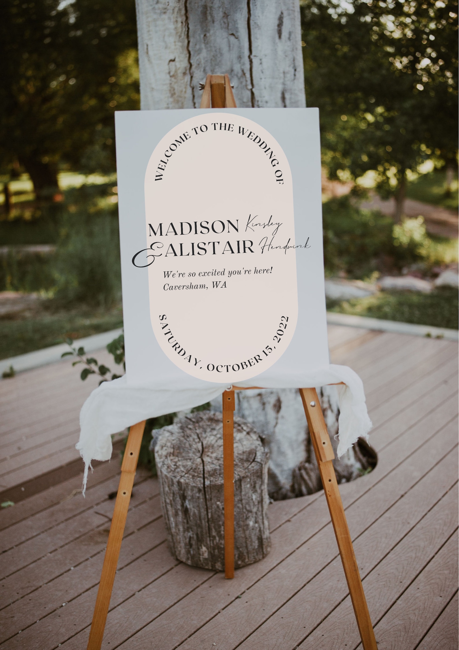Oval Welcome Sign | Modern Wedding Welcome Sign Template | Beige ...